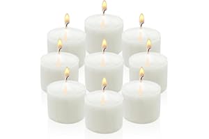 BEILISEN 9-Pack White Votive Candles, 1.25" Height x 1.5" Diameter, Unscented Candles for Weddings, Home Décor, and Events - Ideal for Candle Holders, Centerpieces, and Ambient Lighting