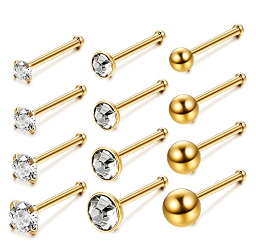 Jstyle 20g 12 pcs stainless steel nose rings studs for …
