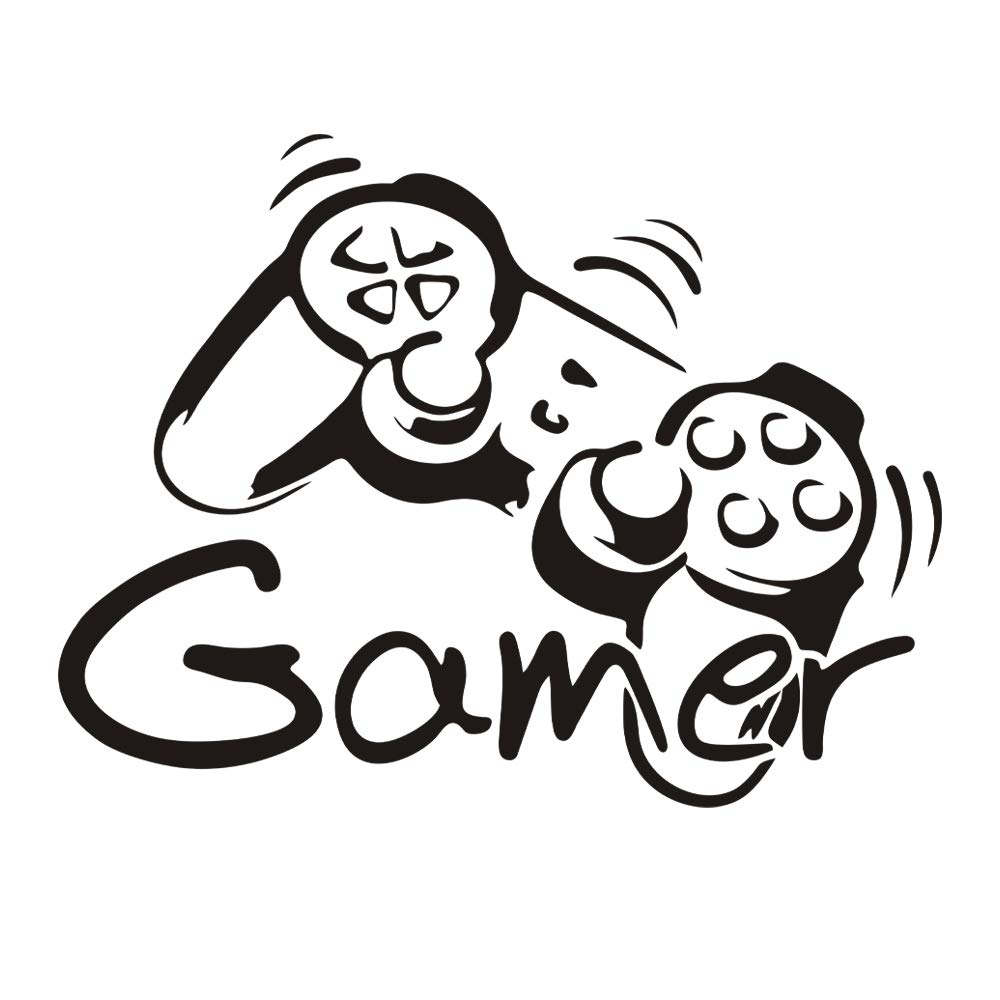 Gamer with Controller Wall Decal, Boy Gamer Wall Stickers Murals, Vinyl Art Design Gamers World Wall Decor for Teen Kids Bedroom Playroom Home Decoration Wallpaper (Gamer)