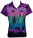 Hawaiian Shirt 42W Women Coconut Tree Print Aloha Top Blouse Purple XL