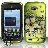 ZTE SAVVY Z750C WHITE HAWAIIAN FLOWER GREEN COVER SNAP ON HARD CASE + FREE CAR CHARGER from [ACCESSORY ARENA]