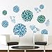Fashion 3D DIY Creative Blue Flowers Wall Decals Flower Vines Wall Stickers Murals Removable Decor Decal for Living Room Girls Bedroom Home Wall Decoration Nursery Room Sticker Kids Stickers