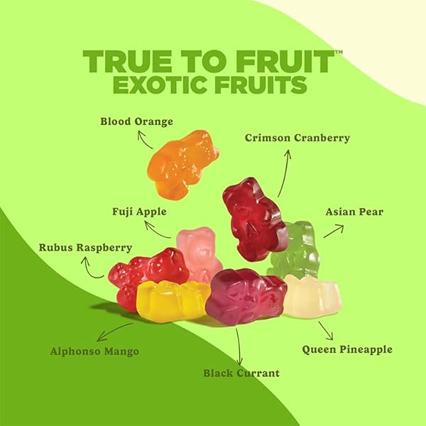 ALBANESE WORLD’S BEST TRUE TO FRUIT EXOTIC FRUITS | 25OZ BAG OF CANDY | 8 NATURAL FLAVORS AND COLORS, SOFT GUMMY BEARS | FUJI APPLE AND MORE | TASTES LIKE REAL FRUIT PICKED AT THE PEAK OF RIPENESS