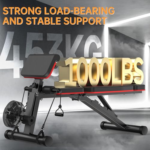 JOROTO Weight Bench Adjustable, Foldable Workout Bench Press, 453KG Load Strength Training Benches for Home Gym Full Body Workout, Roman Chair Dumbbell Bench