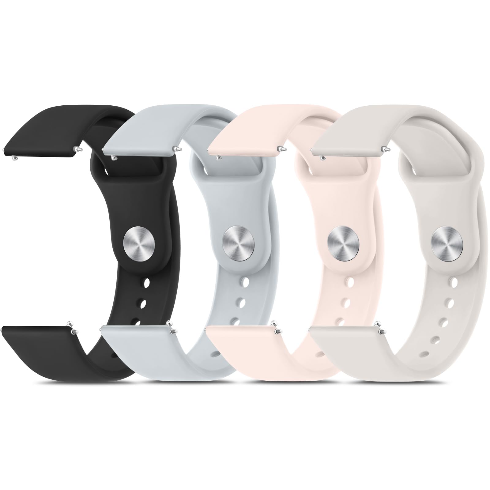 Photo 1 of Meliya 20mm 22mm Watch Bands Quick Release Replacement Wristband, 4 Pack Soft Silicone Sport Replacement Straps for Men Women (22mm, Black+Gray+Pink Sand+Starlight)