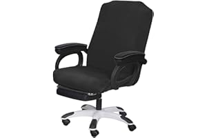SARAFLORA Office Chair Cover- Large, Black- Removable Computer Cover for with Zipper Universal Rotating Desk High Back Seat Washable Protector Pets