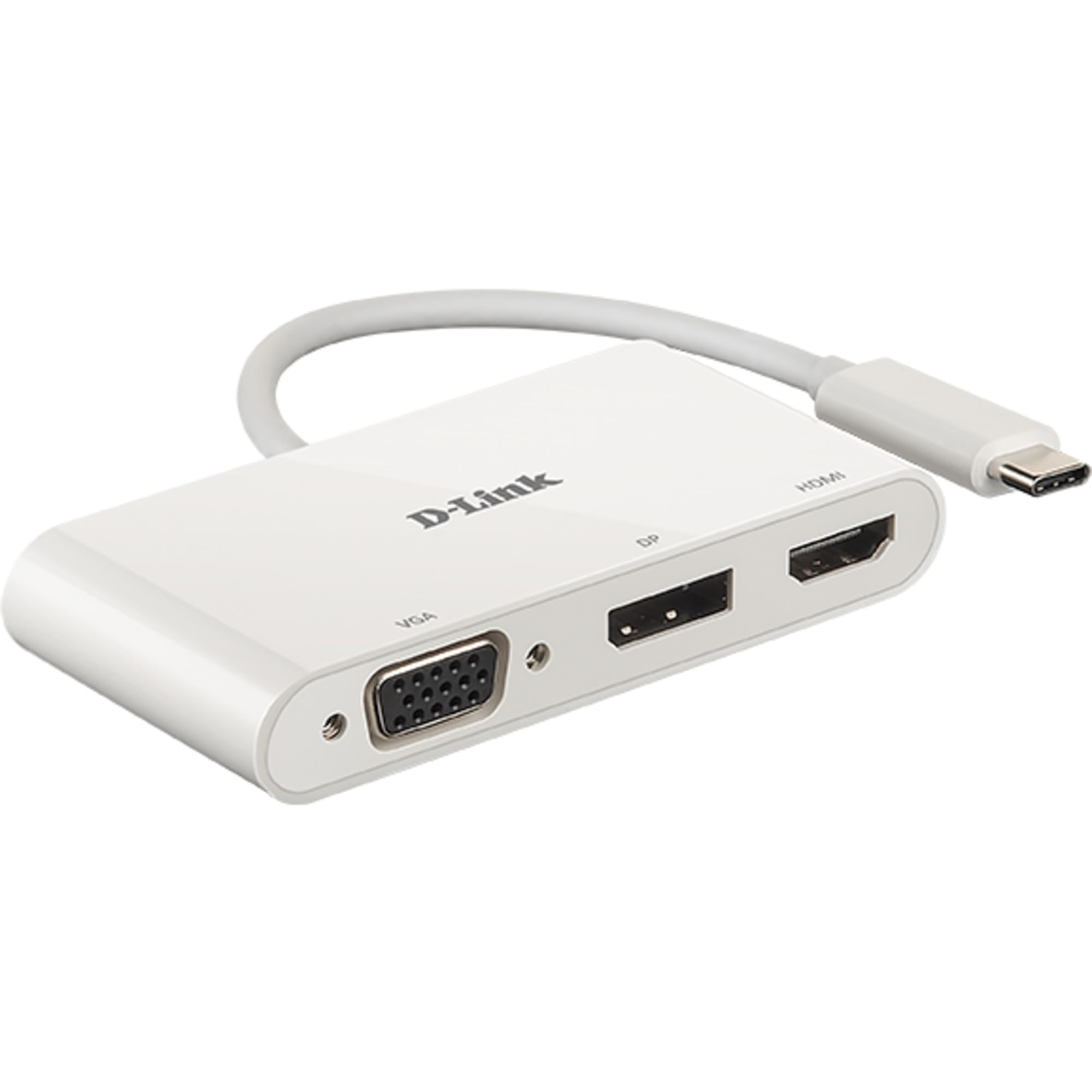 D-Link DUB-V310 3-in-1 USB-C Hub with HDMI/VGA/DisplayPort Adapter for MacBook Pro 2016 or Later, MacBook Air 2018, Chromebook and Surface Pro 7