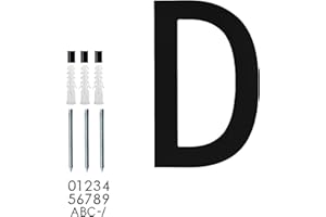 roslyong Floating House Number 6 Inch, Modern Outdoor Address Sign, Acrylic Solid Address Numbers with Nail Kit, Black Letter D