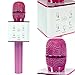 Mic 3-in-1 Bluetooth Magic Karaoke Machine Wireless Microphones Handheld Speaker For Apple iPhone Android Smartphone PC Music Playing Singing Home KTV (Q7 Pink)