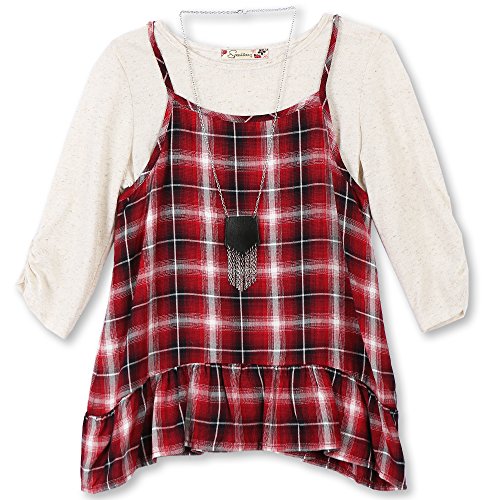 Speechless Big Girls  Printed Tank Layering Top, Red Navy, S