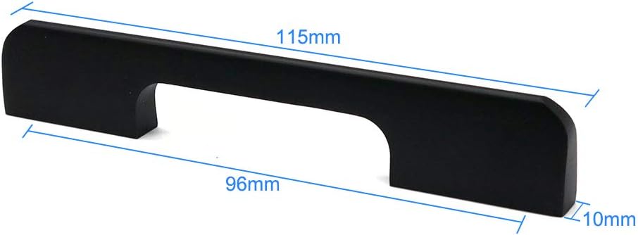Set of 10 NUZAMAS Matt Black Cabinet Door Handles and Pulls, Furniture Drawer Handles, Zinc Alloy, 115mm Long - Image 4