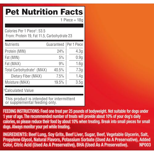PUP-PERONI DOG TREATS, LEAN BEEF FLAVOR, 22.5 OUNCE, MADE WITH REAL BEEF, 90% FAT FREE