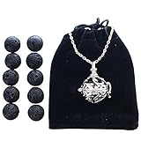 Essential Oil Diffuser, Aromatherapy Necklace: The Blossom Pendant Kit w 10 Black Essential Oil Lava Beads | 28