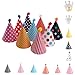 NUOLUX 11pcs Party Hats Lovely Cake Cone Birthday Paper Hats with Pom Poms