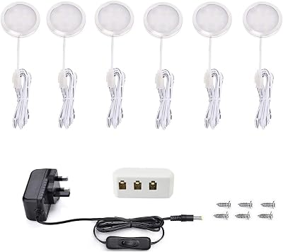 Vlio Under Cabinet Light Kit LED Puck Lights 15W 1500LM Cool White Six Pack