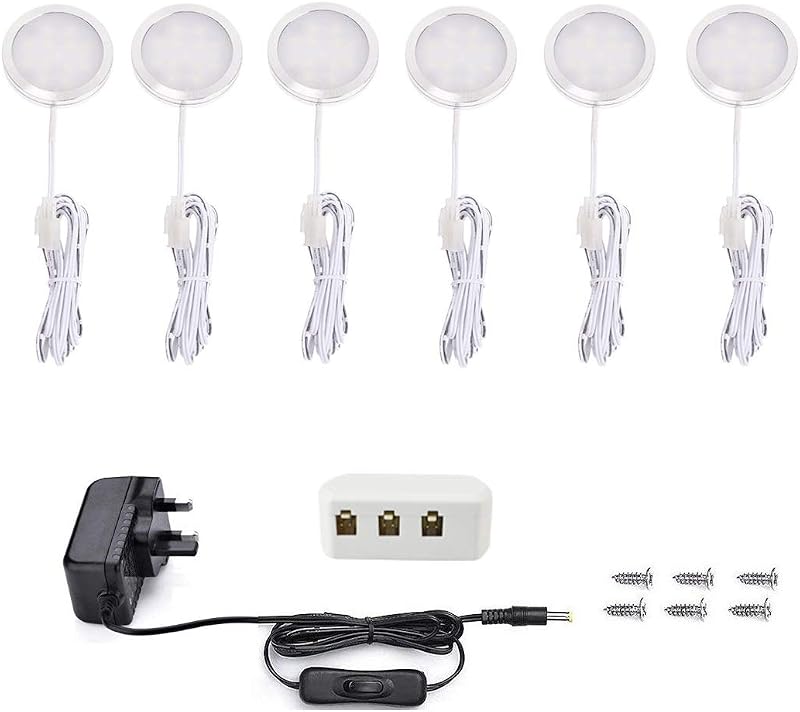Vlio Under Cabinet Light Kit LED Puck Lights 15W 1500LM Cool White Six Pack