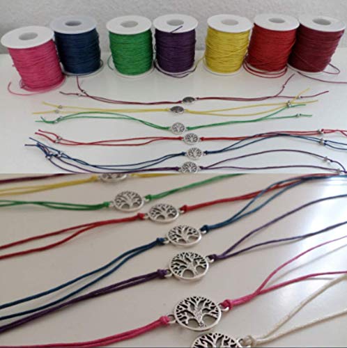Craftdady 100 Yards 1mm Waxed Cotton Cord Macrame Bracelet Necklace Jewelry Making Waxed Beading Thread String (White)