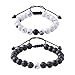 MAOCEN Distance Relationship Bracelet for Lover-2pcs Black Lava Rock & White Howlite Stone 8mm Beads (Braided)
