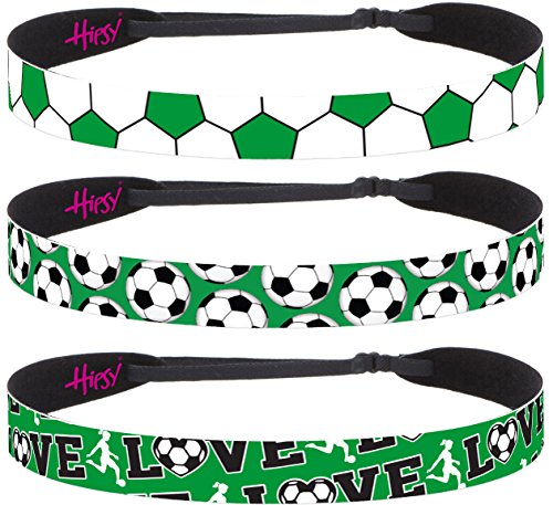 Hipsy Women's Adjustable NO SLIP I Love Soccer Headbands