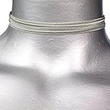 Twilight's Fancy Thin Silvery Gray Satiny Trim Ribbon Choker Necklace -- Size Small