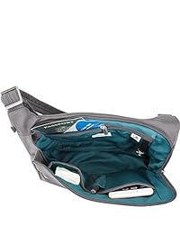 Travelon bolso antirrobo asimétrico cruzado  exclusivo, Gris, talla única