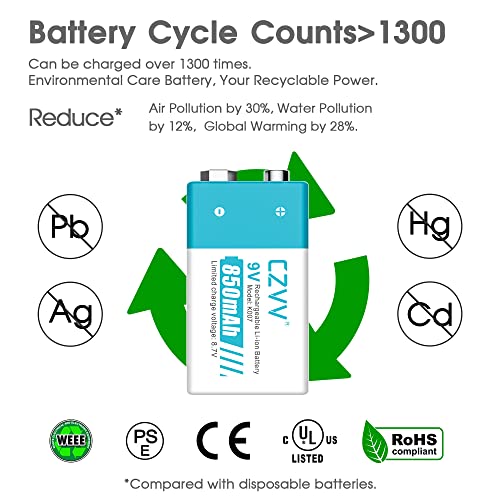 Rechargeable 9V Batteries HighPerformance Lithiumion Battery 4 Pack