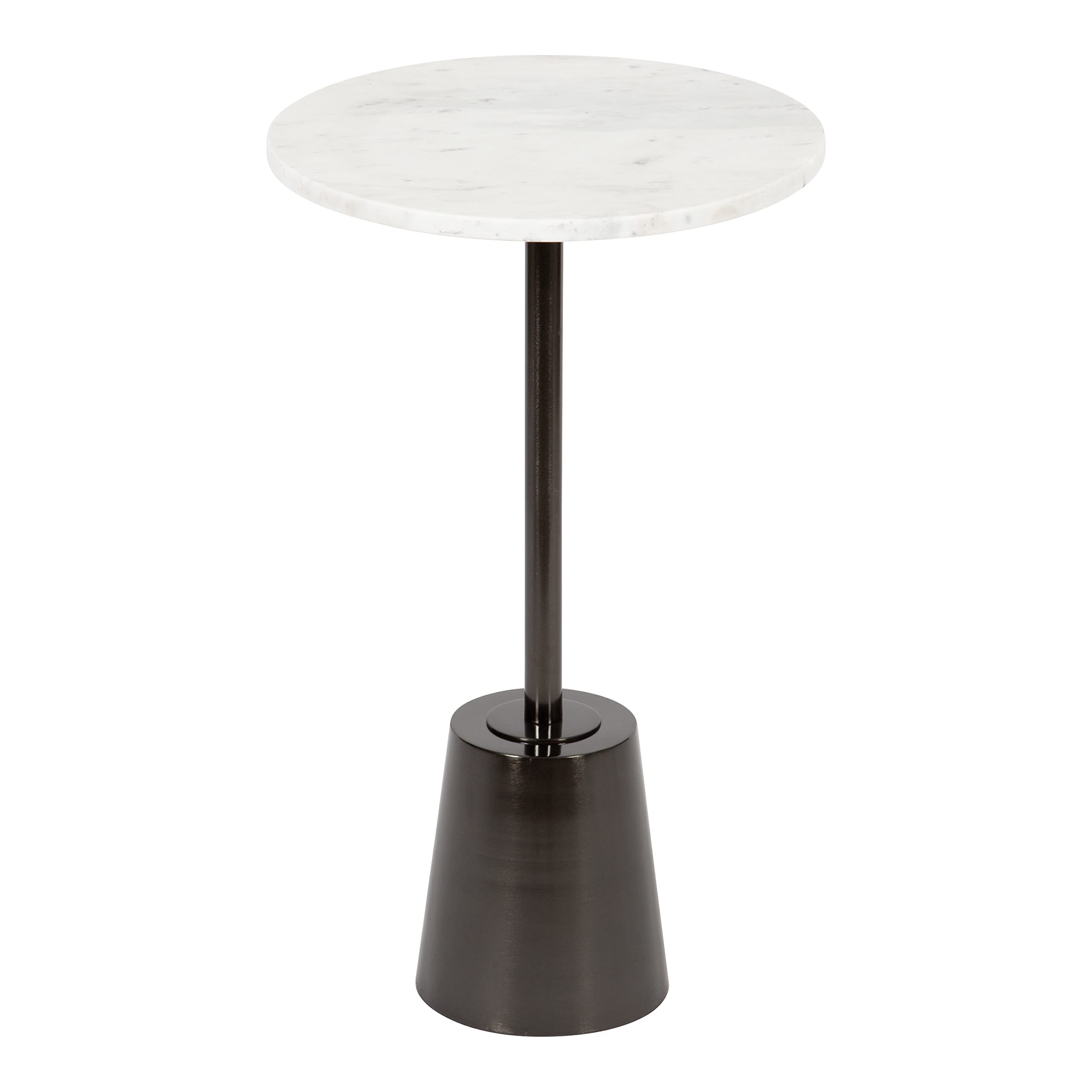 Kate and Laurel Tira Round Side Table, 14 x 14 x 24, White and Gray, Decorative Pedestal Style End Table for Use as a Bedroom Nightstand or Living Room Accent