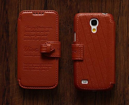Raydes Samsung Galaxy S4 Mini I919 Case - KLD/Kalaideng Viva Series Retro Style Lychee Texture Genuine Leather Wallet Cover Case - Ultra Slim, Lightweight, Premium Genuine Leather, Hard Shell Stand Case Cover with Credit Card Holder - for Samsung Galaxy S4 Mini I9190/I9192/I9195 - Brown