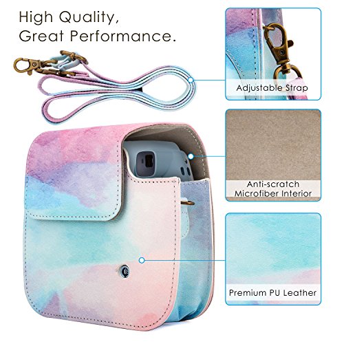 MoKo Étui pour Appareil Photo, Fujifilm Instax Mini 8 Mini 9 Protecteur, Sac de protection pour appareil photo pour Fuji Mini 8 8+ Mini 9 - Aquarelle - Image 3
