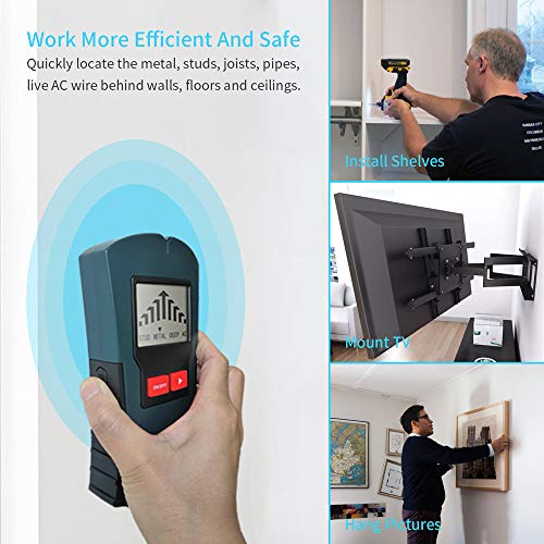 Stud Finder Sensor, 4 in 1 Wall Scanner Electronic Stud Sensor Center Finding for Wood AC Wire Metal Studs Joist Detection (TS005)