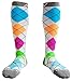 A-Swift Compression Socks for Women & Men - Argyle Bright, Medium