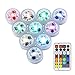 LUXJET Waterproof Submersible LED Lights Wedding Tea Light Remote Controlled, RGB Color Changing for Party Glass Vase Decor Halloween Christmas Home Decoration Accent Lighting, Set of 10 (10Deng)