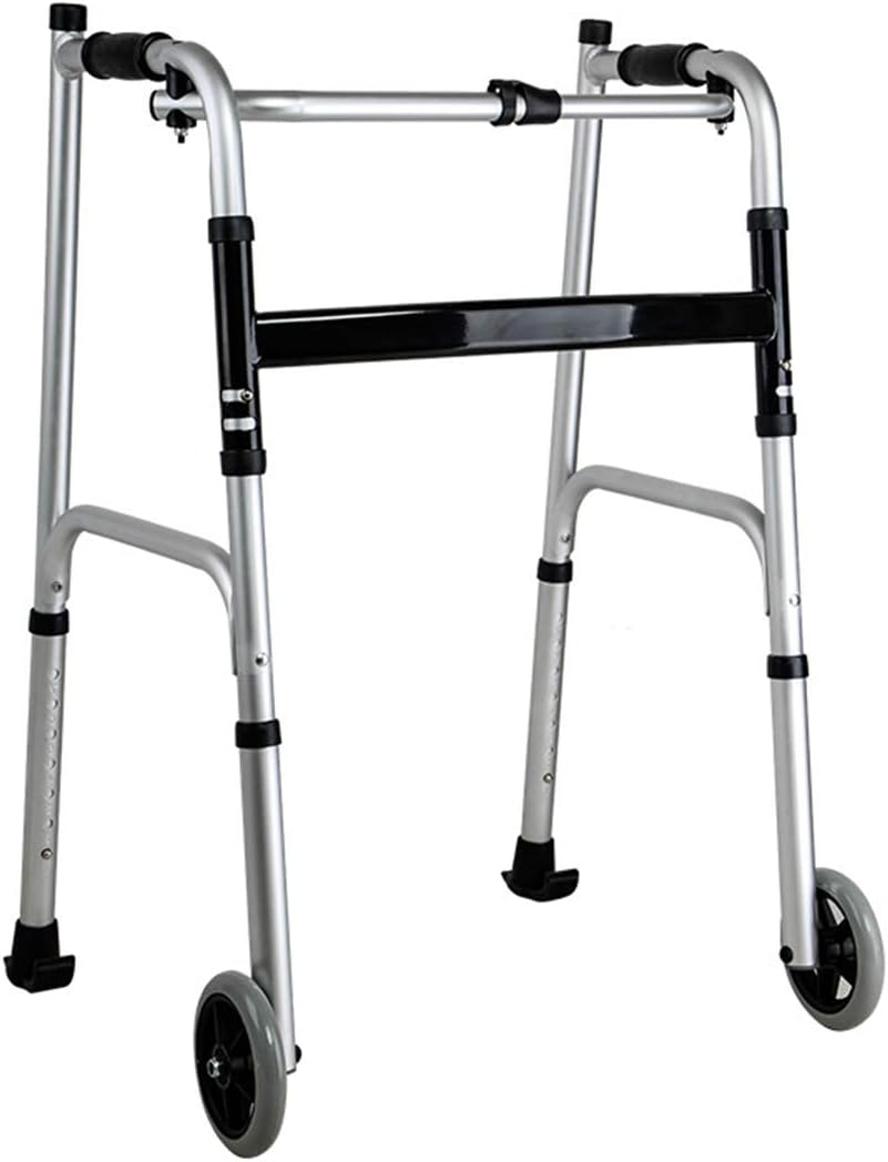 Autopeck Walking Walker Adjustable Elderly Standard Walkers Equipped Rest Arm Mobility People Pad Folding Support Wheel Aid Foldable Assist Wheels （Two-Wheeled Two-Legged Tube + seat Plate） -