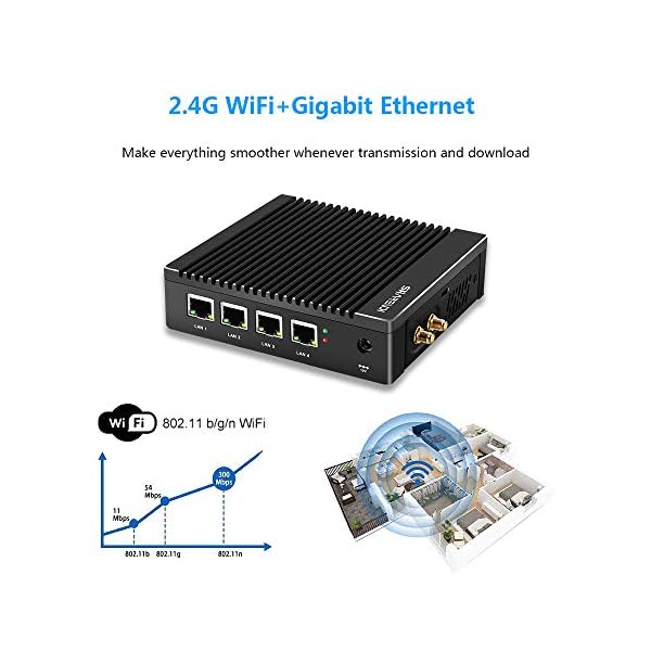 Sharevdi-Fanless-Mini-PC-Intel-Celeron-N2940-Quad-core-Small-Computer-with-WindowsLinux-4x-Intel-Gigabit-Ethernet-for-Network-Firewall-Gateway-Router-4G-RAM-64G-SSDUSB-3024G-WiFiHDMIVGA Sharevdi Fanless Mini PC Intel Celeron N2940 Quad-core Small Computer with Windows/Linux, 4x Intel Gigabit Ethernet for…