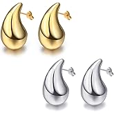 Teardrop Chunky Earrings for Women Trendy Hoop Earring Set Earring Dupes, Fashion Gold Large Drop Earrings