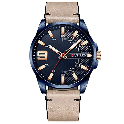 Curren 8371 - Reloj de pulsera para hombre, con correa de piel, color azul