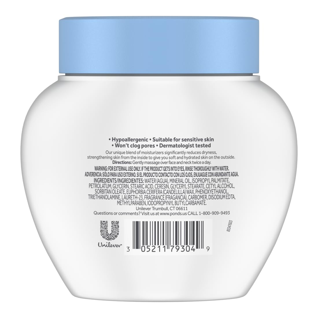 POND'S Dry Skin Cream, Face Moisturizer for Women, Daily Skin Care Facial Moisturizer Cream for Dry Skin 10.1 oz 3 Pack