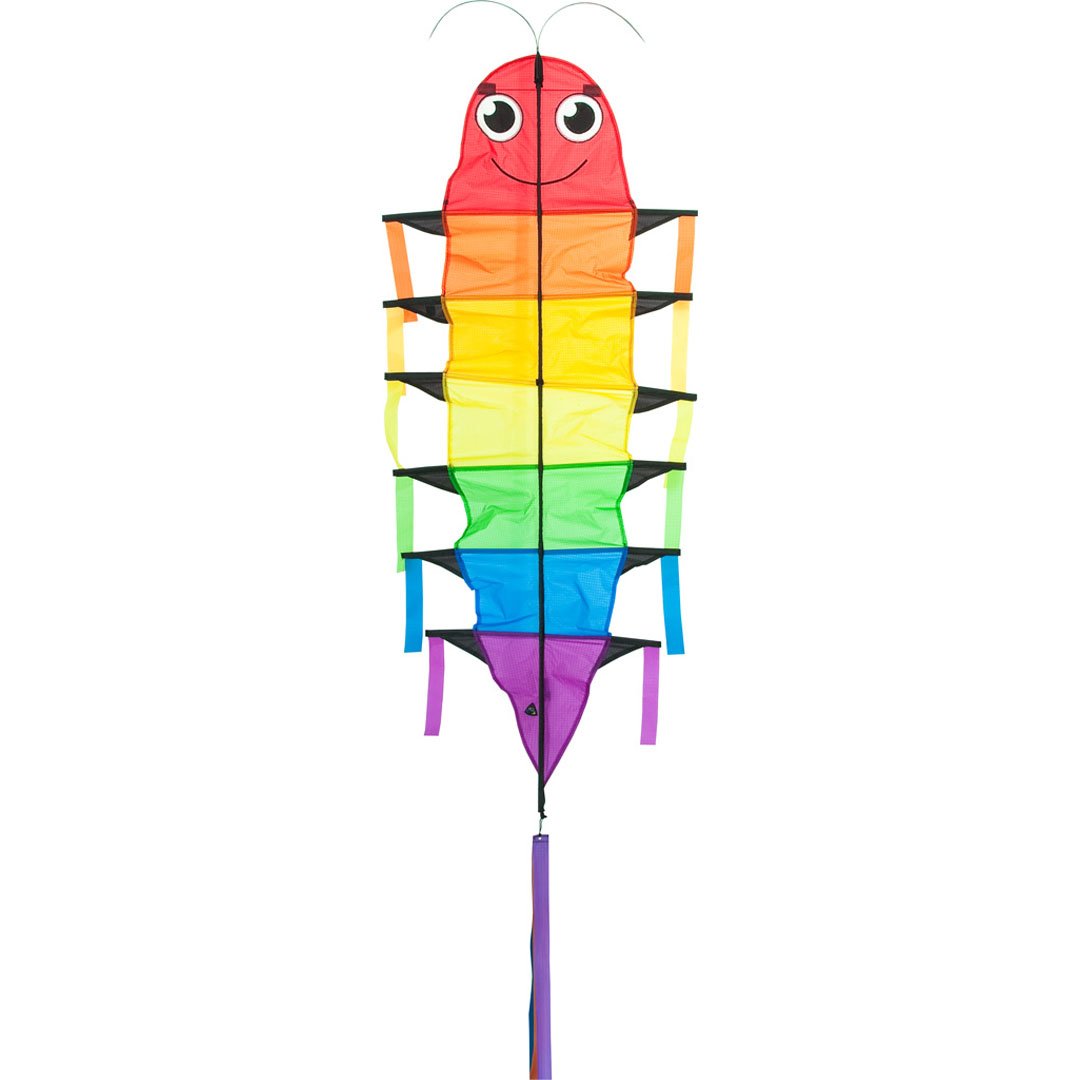 HQ 106904 Flapping Willie Worm Children's Kite Single Line from 5 Years 115 x 48 cm and 100 cm Dragon Tail with 17kp Polyester Cord 40 m on Spool 2-4.5 Beaufort