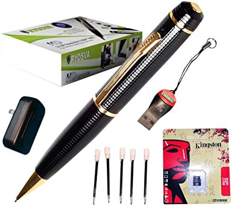 Ryosva RY-SP1080HD Hidden Spy Pen Camera Free 16GB Micro Card, 5 Ink Fills, 1 Wall Charger and 1 SD USB Reader, Video Record 1920x1080 2.0 Mega Pixels