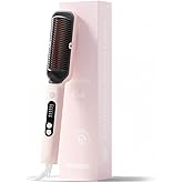 SIMPLUS Heated Hair Brush Straightener, Flat Iron with Built-in Comb, 10s Fast Heating Ionic Hair Straightener for Women Christmas Gifts with 6 Temp Settings (212℉-392℉), Anti-Scald & Auto-Off, Pink