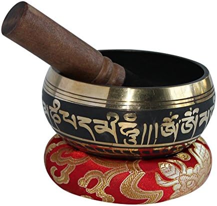 Tibetan Singing Bowl with Striker and Cushion- Free Gift: Incense Holder, Wristband - Price Reduced - For Meditation Yoga- Healing Sound Relaxation– Ease into Meditation Easier