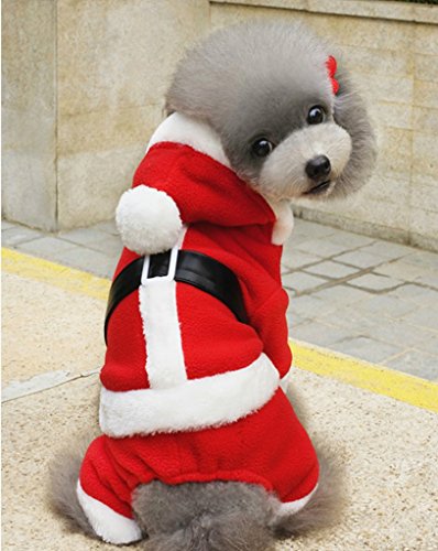 Enjoying Doggie Christmas Coat Clothes Puppy Cat Santa Costume Suit