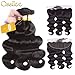 Ossilee Hair Lace Frontal with Bundles Malaysian Body Wave Human Hair with Frontal 10A Malaysian Virgin Hair Body Wave 3 Bundles with Lace Frontal Closure (18 20 22+16, Natural Color)