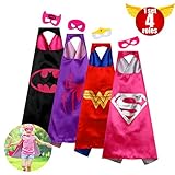 Capes Girls Superhero Toddler Costumes Super Hero Kids Toys Satin Comics Cartoon Dress Up Felt Masks Costume Set Children Super Hero Theme Halloween birthday Christmas Gifts Party 4roles(girls)