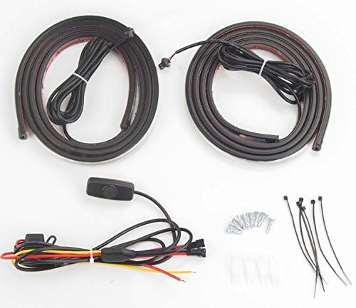 2Pcs 60" White LED Cargo Truck Bed Light Strip Waterproof Truck Bed Lighting Kits with On-Off Switch Fuse 2-Way Splitter Cable for Jeep Pickup Truck RV SUV And Cargos