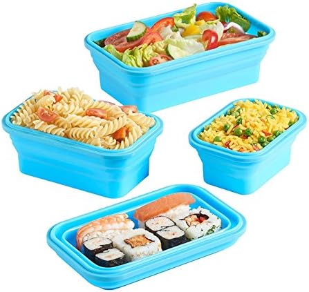 Storage Container, Collapsible Microwave Freezer Food Storage Containers, Silicone Collapsible Lunch Bento Box, Lunch Box(1200ml,Red)