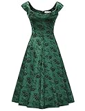 MUXXN Women's 1950s Scoop Neck Off Shoulder Cocktail Dress