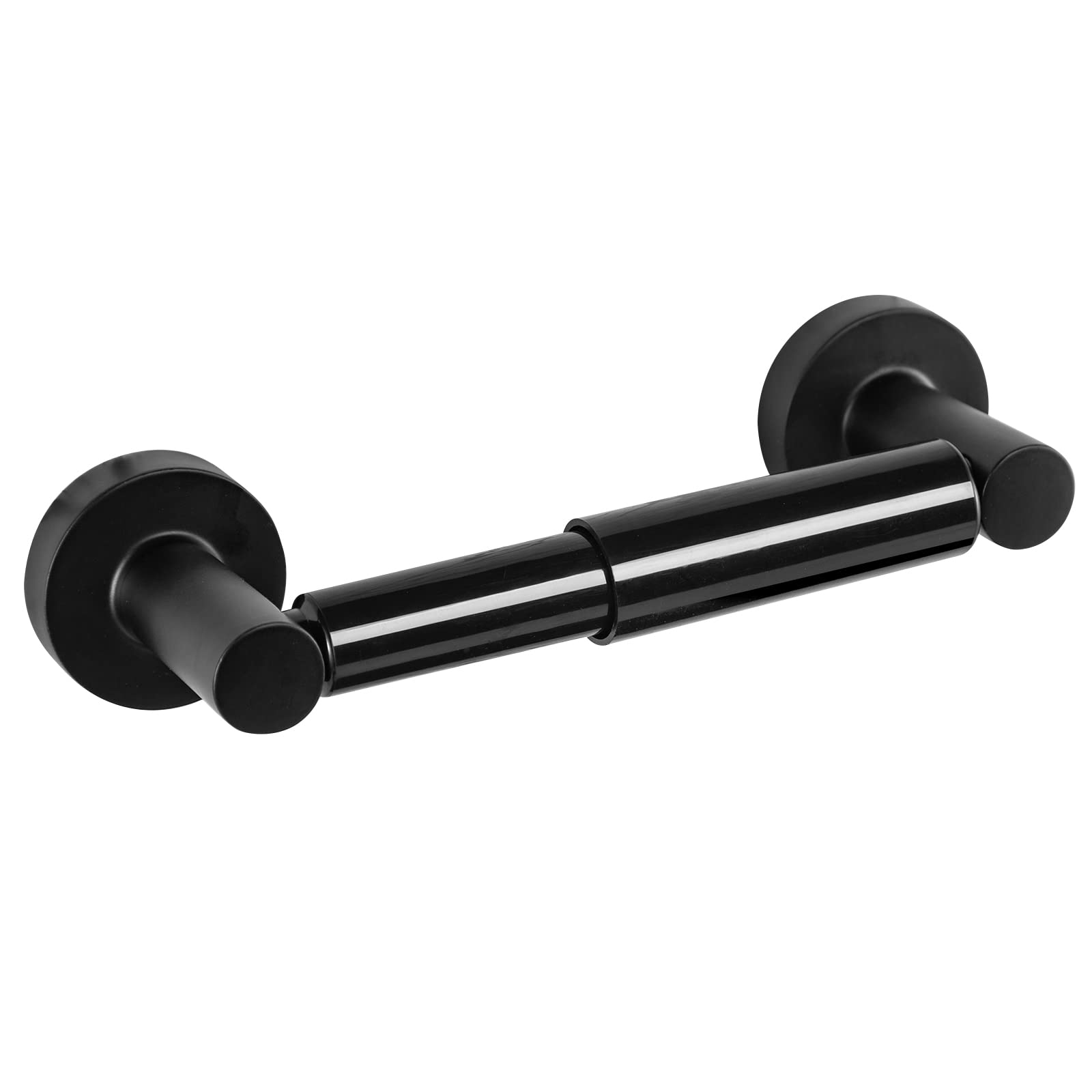 YUET Toilet Roll Holder Paper holders Wall Mounted Spring Loaded Flexible Round Mounting Tissue Stand Hanger Bathroom Kitchen Storage Matte Black Stainless Steel