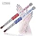 Ycyan 2Pcs Oval & Flat UV Gel Nail Brush Set Rhinestone Handle Professional Nail Art Design Brushes Multi-colored Size 8