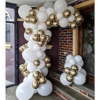 Pateeha White Gold Balloons 101PCS 12In Round Latex Balloons Party Balloons Arch Kit for Wedding Party Bachelor Party Baby Shower Birthday Party Supplies